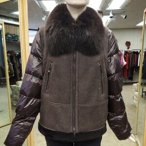 Gabardine and Lamb Fur Shearling with Fox Fur